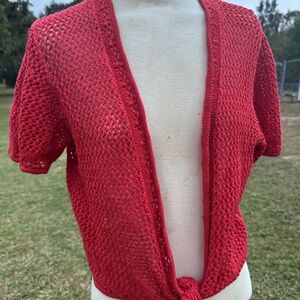 Alfred Dunner Red Open-Knit Cardigan
